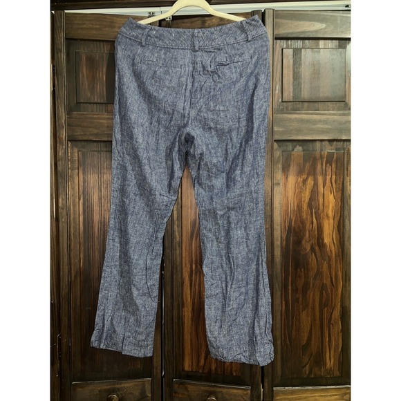 Loft Blue Linen blend  Pants Straight Leg Size 6 Petite - Picture 1 of 3